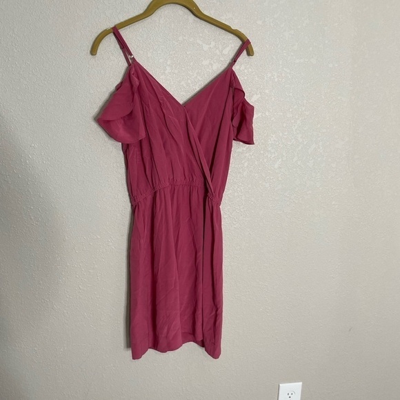 Joie Pink V Neck Flutter Sleeve Silk Dress Small - Picture 6 of 8